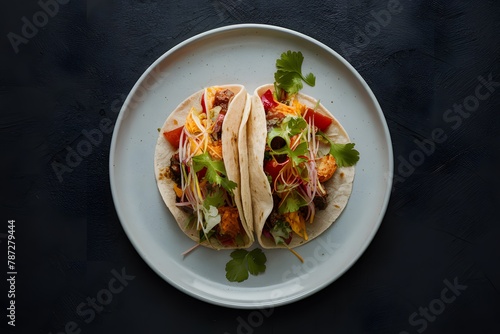 Taco Mexico elegantly arranged on a plate in foodgraphy photo