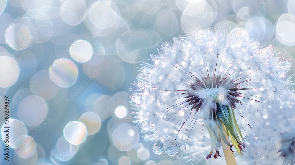 Naklejka premium Dandelions that love dew