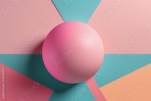 A minimalist design of simple 3D Pastel ball floating in a room, casting a soft shadow 