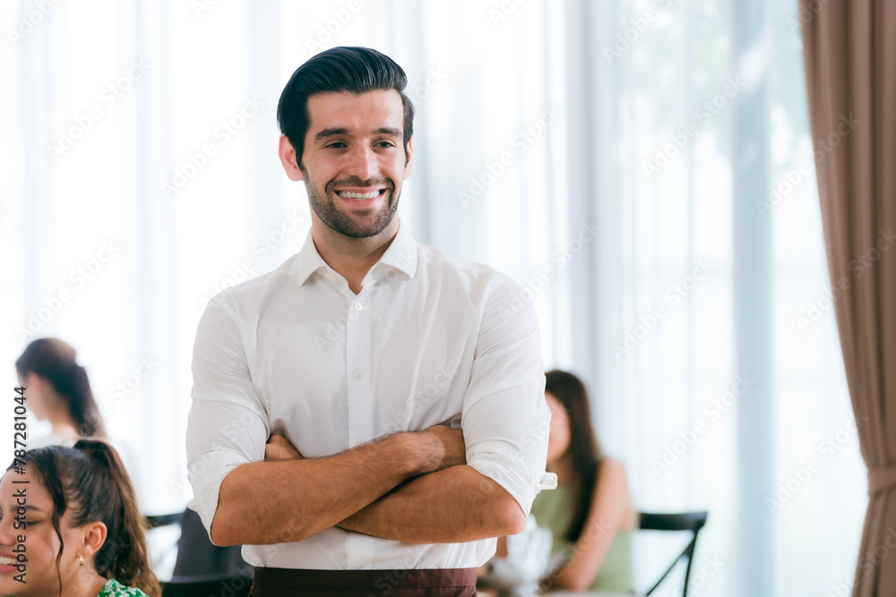 Enjoy Exceptional Service and Delicious Food at Our Eatery: Clients Savoring Meals and Drinks, Served by Friendly Waitstaff, A Perfect Blend of Lifestyle and Dining Comfort for Lunch or Dinner