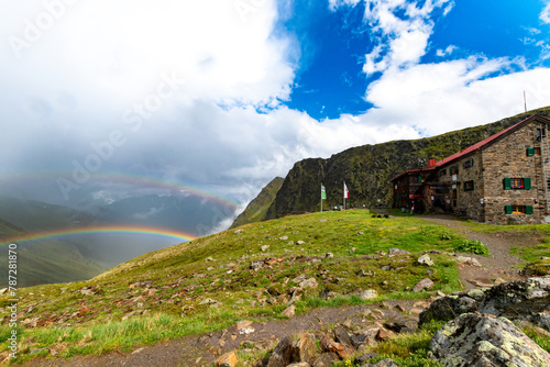 Alpine Beauty: Double Rainbow Next to Niederelbe Hut photo