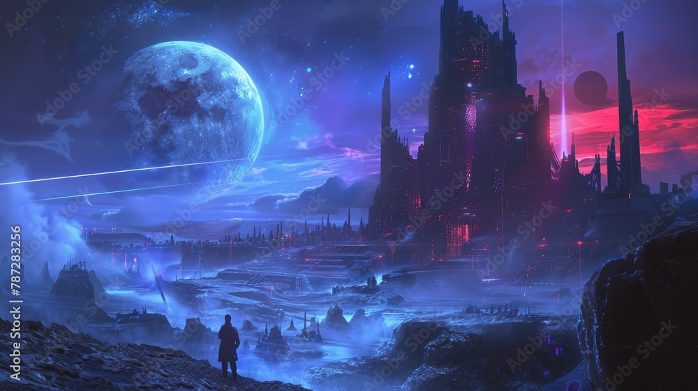 Obraz premium Dystopian Dreamscape. Science Fiction Art for the Ultimate Wasteland Utopia Illustration