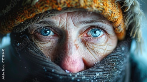 Portrait of a Homeless Woman: Emotions of Degradation, Despair and Drunkenness in Close Up  photo