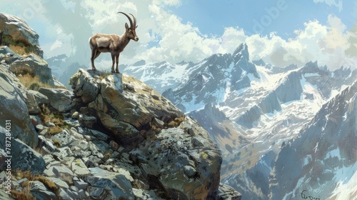 Chamois Wild Goat in Majestic Landscape. Nature and Wildlife at its Finest
