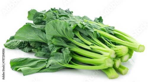 Fresh and Healthy Chinese Broccoli Isolated on White. Perfect for Cooking and Fries photo