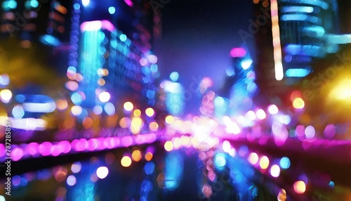 City Magic: Abstract Blur of Bokeh Lights in the Night Skyline