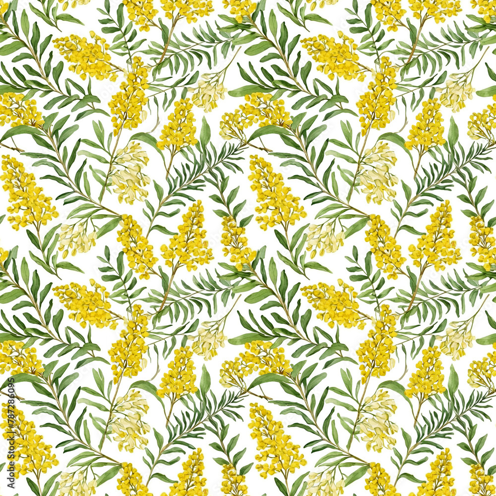 Fototapeta premium Seamless natural plant pattern with leaves