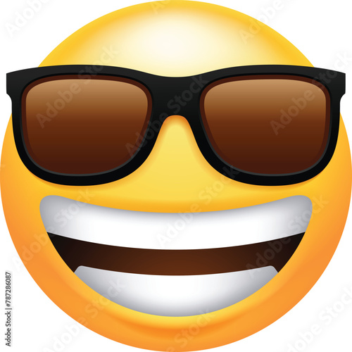 Cool Emoji With Big Smile And Sunglasses Icon