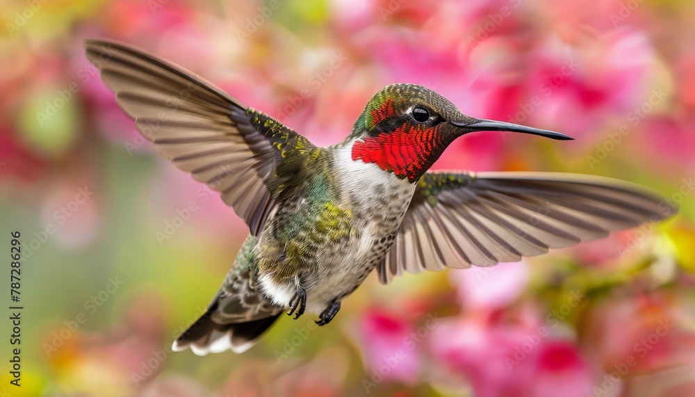 Fototapeta premium Graceful and energetic hummingbirds in flight, aiming towards nectar filled blossoms