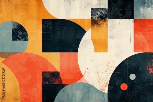 Abstract background with geometric elements illustration for your graphic design. Abstract contemporary minimalism cubism art abstractionism style illustration
