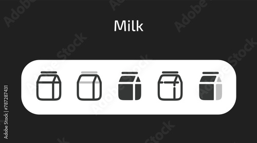 Milk Package icons in 5 different styles as vector	