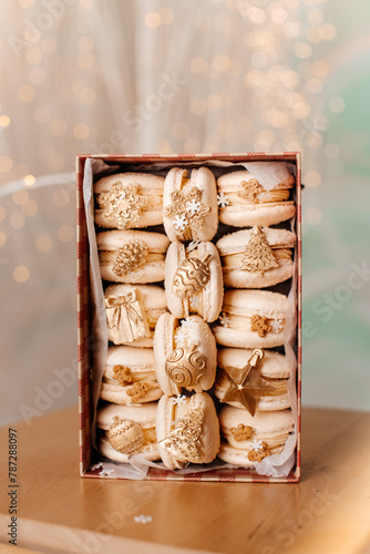 macaron dessert packaged in gift wrapping