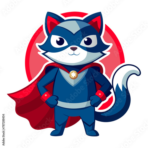 Cat dressed as a superhero, with a cape billowing in the wind and a determined expression on its face © amanmalik