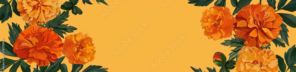 Traditional Indian floral cover. Floral background. Beautiful orange background with space for text. Happy Diwali, Pongal or Gudi Padwa. Decoration for a wedding. Traditional Indian floral cover. Floral background. Beautiful orange background with space for text. Happy Diwali, Pongal or Gudi Padwa. Decoration for a wedding.