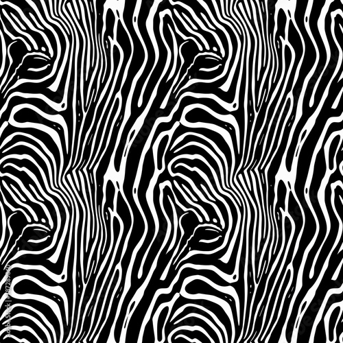 Wallpaper Mural Black and white seamless pattern with zebra skin texture. Torontodigital.ca