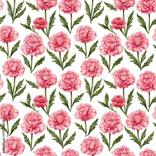 Seamless natural floral pattern with twigs and leaves