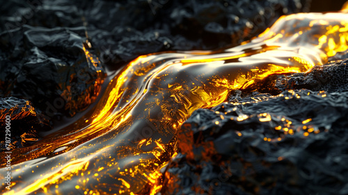 3D golden cascade, glinting over obsidian, for a luxurious visual experience.