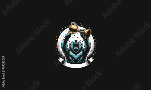 the bear raises the trophy vector artwork design