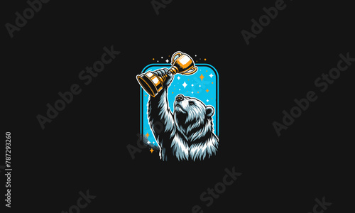 the bear raises the trophy vector artwork design