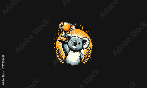 koala raises the trophy vector illustration mascot design