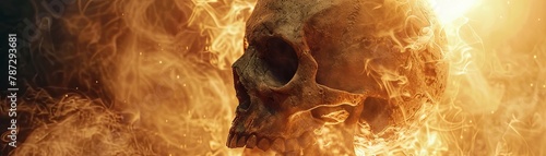 A skull engulfed in flames.