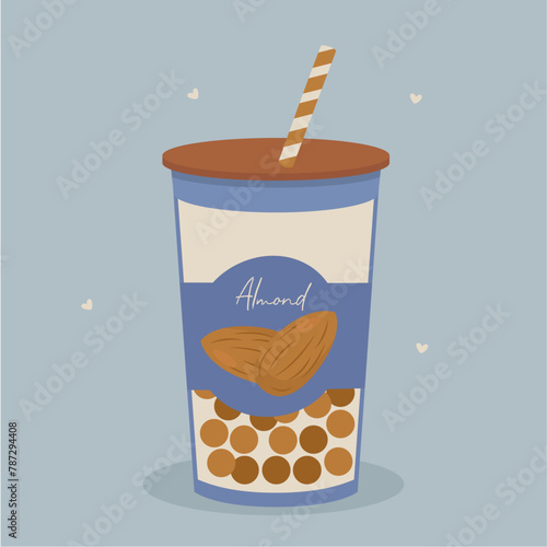 Flat Design Illustration with Bubble Tea at Almond Taste 