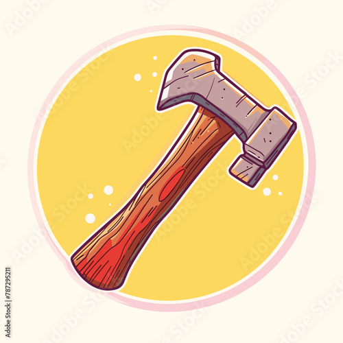 Hammer flat vector illustration working tool icon design