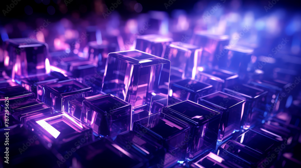 3D rendered tech crystals growing in a geometric pattern with glowing edges 3D rendered tech crystals growing in a geometric pattern with glowing edges