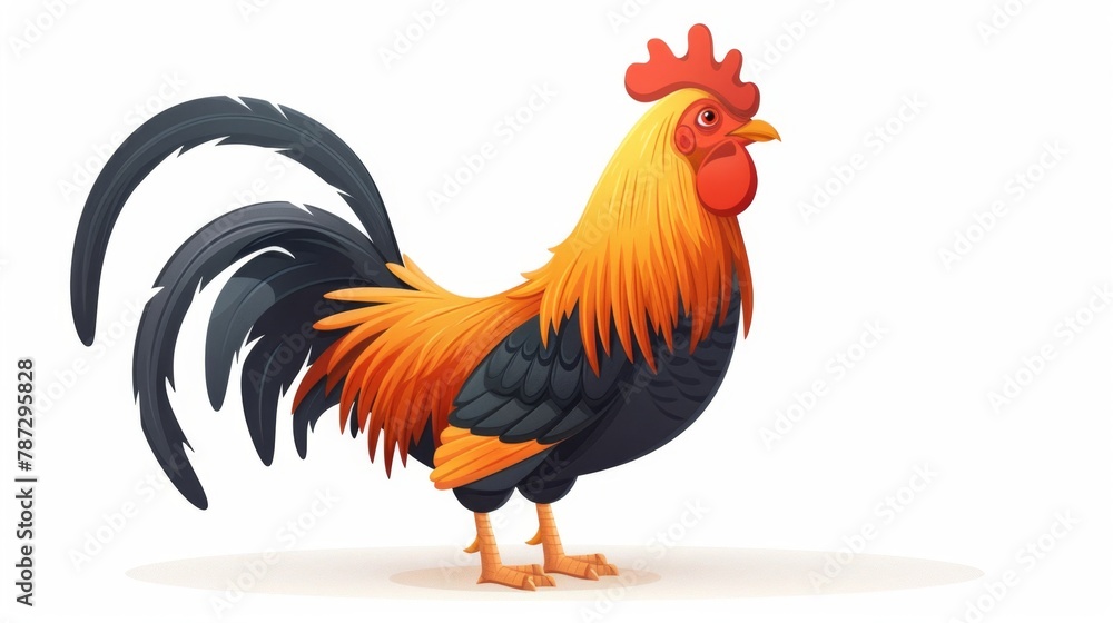 Fototapeta premium a cartoon rooster standing on a white background