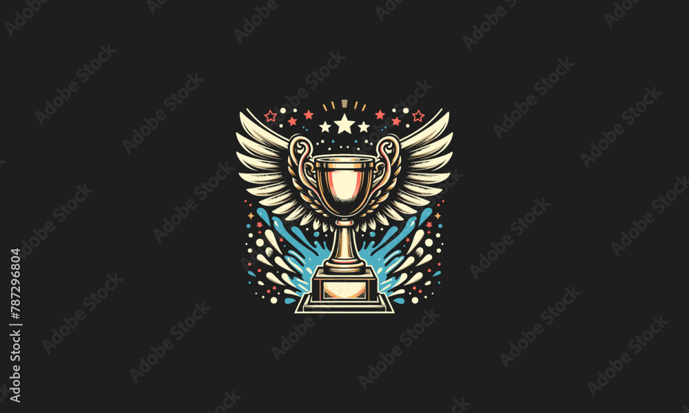 Obraz premium trophy with wings vector illustration flat design