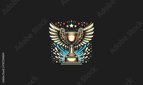 trophy with wings vector illustration flat design