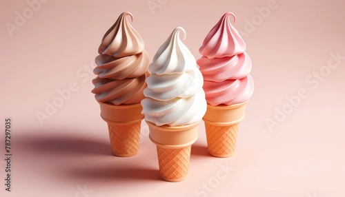 3D Image of Soft Serve Ice Cream Cones
