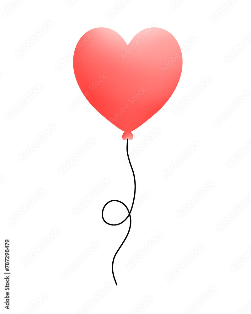 Cute red heart balloon