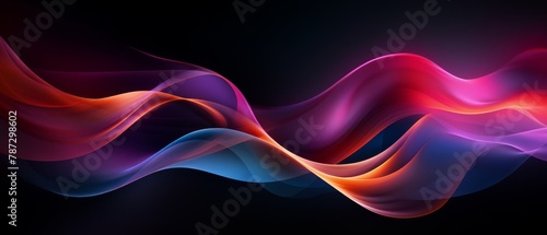 Abstract light waves flowing in vibrant hues against a sleek, dark background
