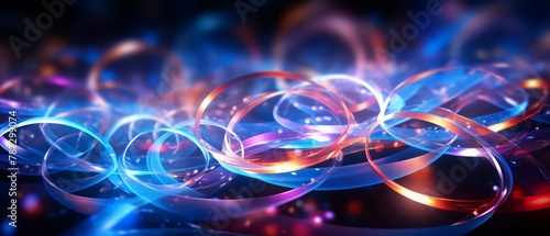Bright neon lights abstract pattern with overlapping circles and glowing effects