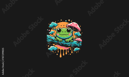 frog on big tree vector illustration artwork design
