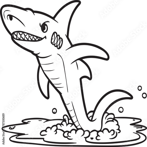 Funny shark coloring pages. Shark outline for coloring book