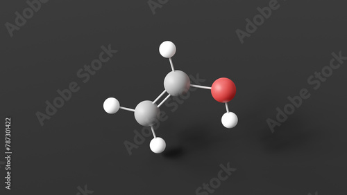polyvinyl alcohol molecular structure, e1203, ball and stick 3d model, structural chemical formula with colored atoms