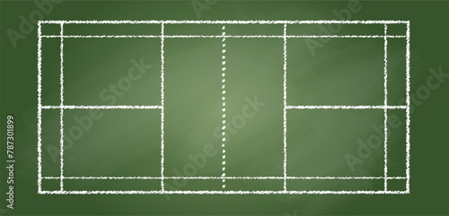 Indoor empty badminton court or field line for badminton shuttle, racket and net. Racket sport game. Playing in the summer or on the beach. Indoor team sports. Lines pattern or template.