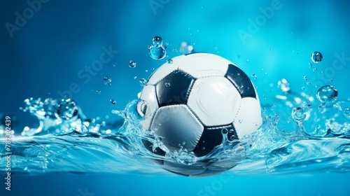 a soccer ball in the water with bubbles