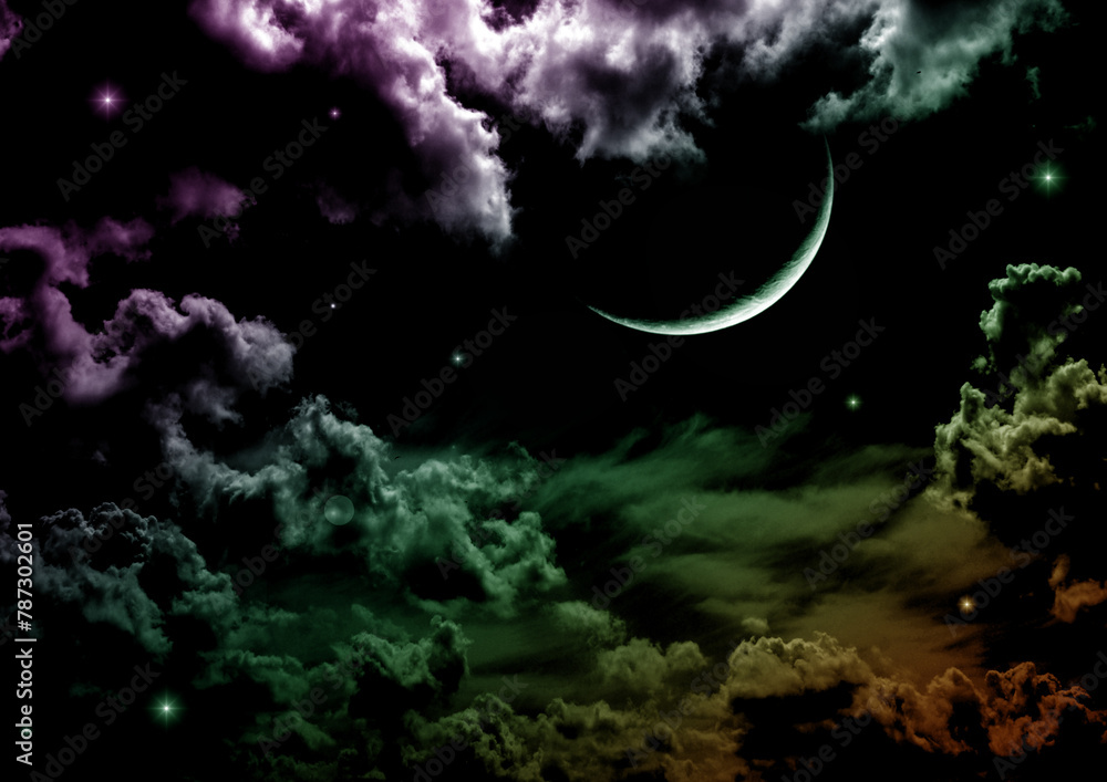 The moon in the night sky
