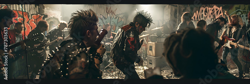 Truly-Immersive Snapshot of an Underground Punk Rock Oi Genre Concert in an Urban Locale photo