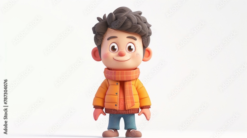 a cartoon character with a scarf and jacket