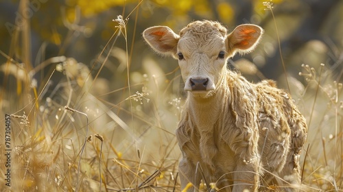 Calf born in the pasture of Santa Gertrudis photo