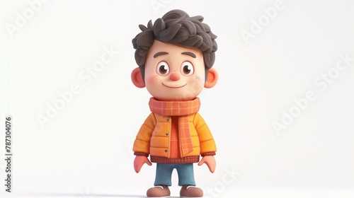 a cartoon character with a scarf and jacket