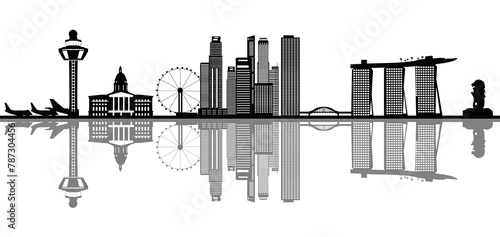 singapore city skyline png file on transparent background