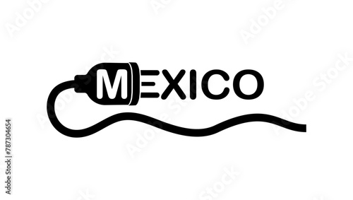Mexico energy emblem, black isolated silhouette