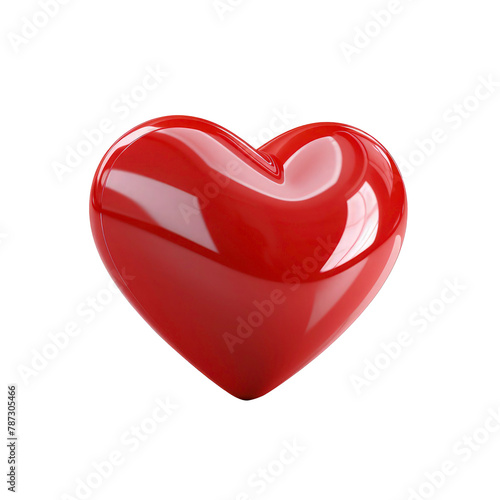 high glossy 3d red heart icon  transparent background  3d illustration style ultra realistic heart  vibrant colors.