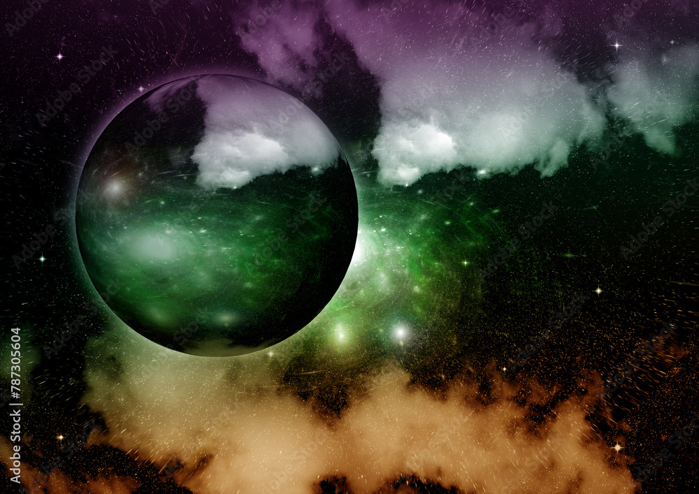 galaxy in a free space. 3D rendering