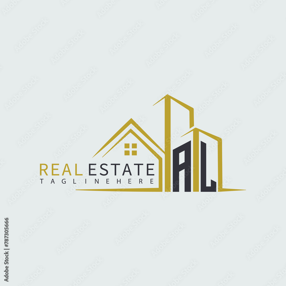 AL initial monogram logo for real estate with home shape creative design. AL initial monogram logo for real estate with home shape creative design.